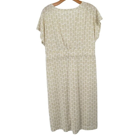 Royal Robbins Essential Tencel Dash Dress Midi Size XL Cream Allover Print UPF 5 - Picture 6 of 11